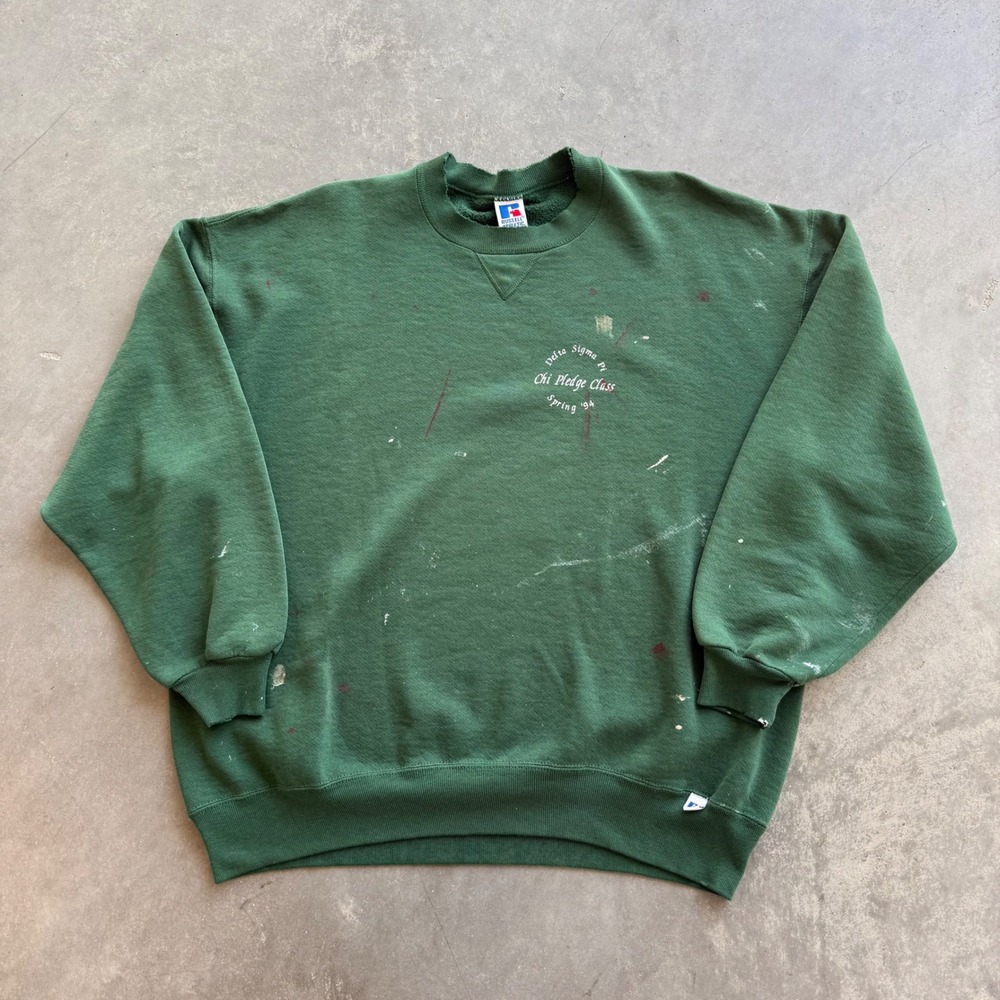 Vintage 90s Russell Athletic Purdue University Sweatshirt XXL Green Distressed